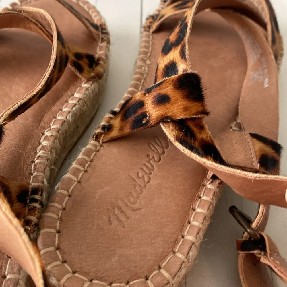 NEW! Madewell Malia Espadrille Sandal in Leopard Calf Hair 8.5